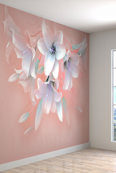 dreamwall 3 Boyutlu Zambak Çiçeği Desenli Silinebilir Sağlıklı Tekstil Duvar ...