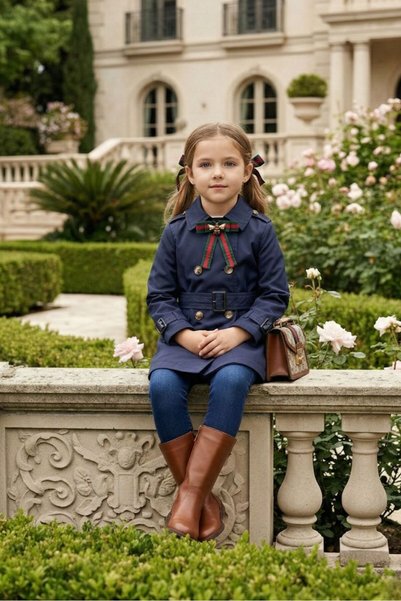 HÇ Hülya Çelik KİDSWEAR 2018 KIZ ÇOCUK TRENÇKOT LACİVERT TRENÇKOT