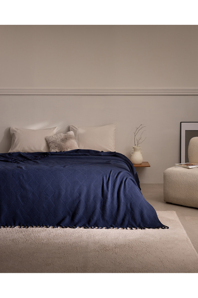 Madame Coco مفرش سرير مزدوج - أزرق داكن