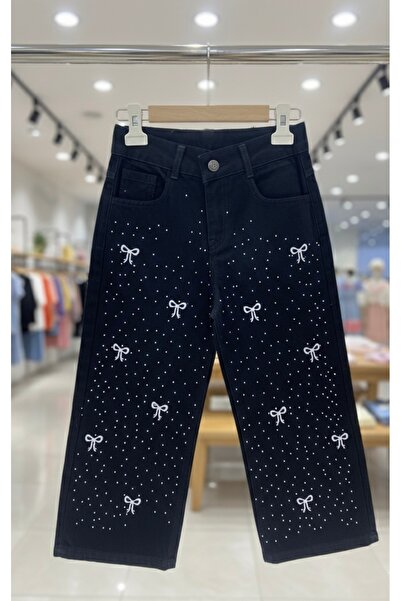 Sercino Taşlı Fiyonklu Pamuklu Kız Pantolonu