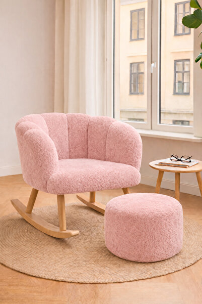 arge demo Reyna Sallanan Ahşap Ayaklı Wellsoft Kumaş Berjer Koltuk - PUF HEDİ...