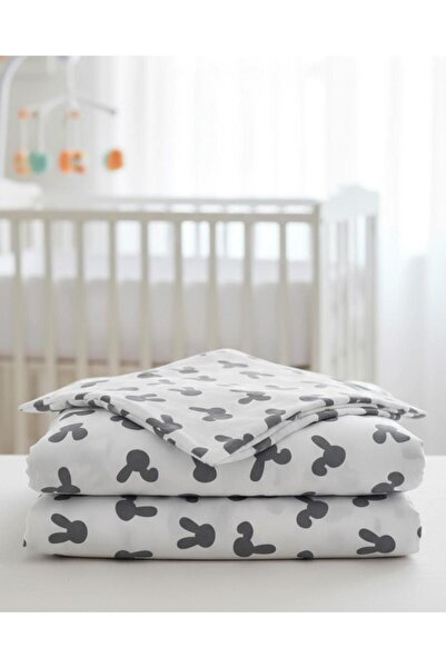 Boumini % 100 Pamuk Bebek Nevresim Takımı Tavşan Kulağı Beyaz