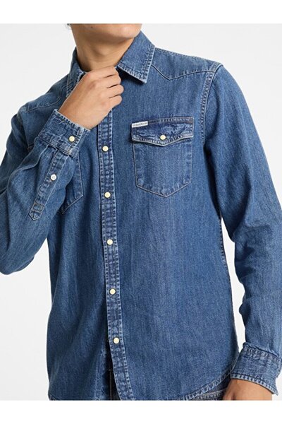 Guess Jeans Ανδρικό τζιν πουκάμισο με λεπτή εφαρμογή