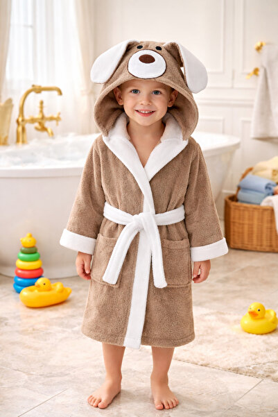 ELY PARKER رداء حمام للأطفال مزود بغطاء للرأس مصنوع من القطن بنسبة 100%، رداء...