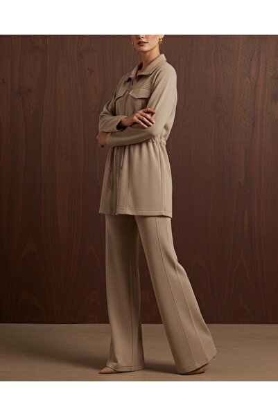 Modamorfo Women's Zipper Detailed Lace-Up Modal Set-14433Tks