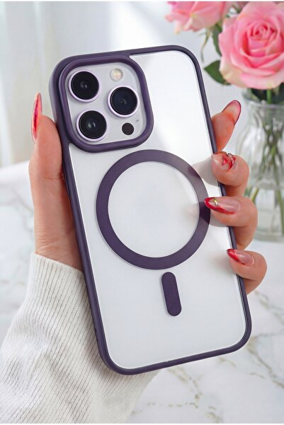 Fibaks İphone 15 Pro Max Uyumlu Kılıf Magsafe Wireless Şarj Özellikli Tam Kor...