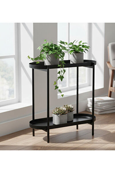 IKEA 2 Katlı Çiçeklik-Saksılık Yuvarlak Sehba MeridyenDukkan Siyah Renk 56 Cm...