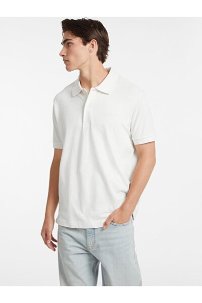 Guess Jeans Ανδρικό Πόλο M4BP29KCJV1 Λευκό