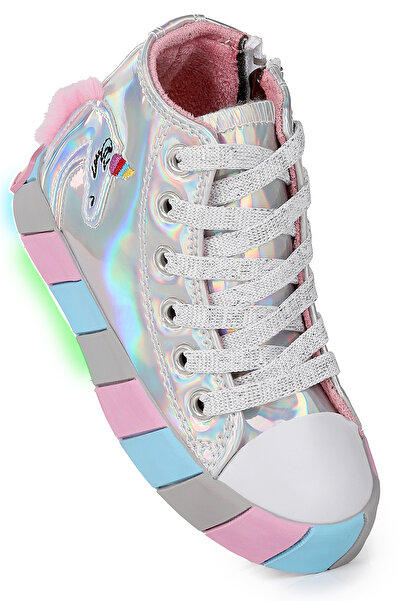 Kiko Kids Unicorn Fermuarlı Işıklı Kız Çocuk Spor Ayakkabı