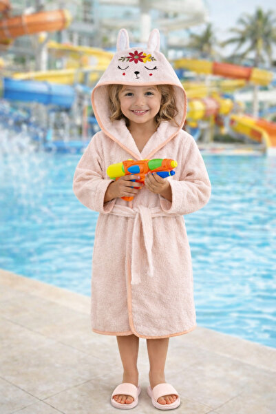 ELY PARKER Girl's Bathrobe, Cotton, Hooded, Floral Rabbit, Baby, Babyskirt (0...