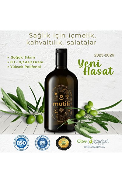 Mutili Özel Seri Soğuk Sıkım Naturel Sızma Zeytinyağı 750 ml - Yeni Sezon Mut...