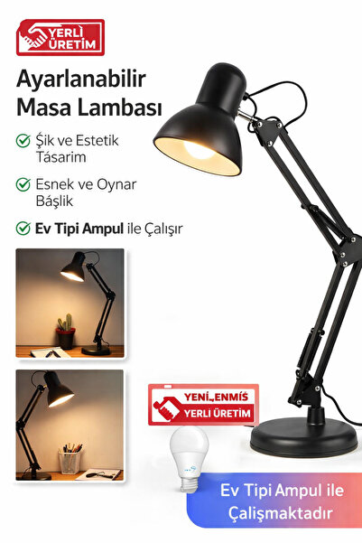NUBLADO Masa Lambası Akrobat Yaylı Metal 360° Açılı Ayarlanabilir Hareketli Ç...