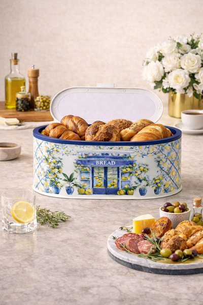 decorev Patterned Metal Bread Box – Colorful Kitchen Organization and Freshne...