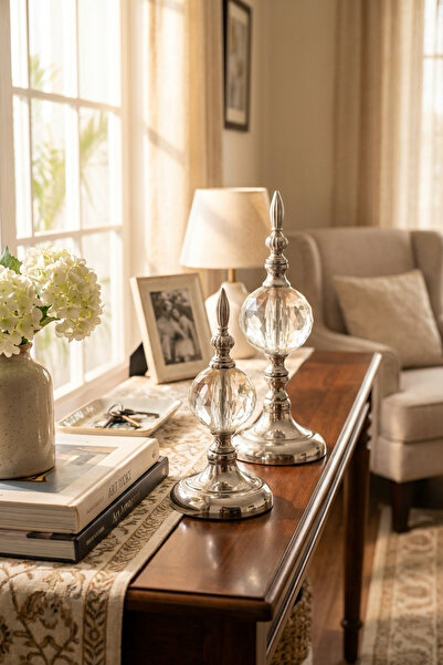 AbajurAksesuar Burcu Gümüş Kristal Aksesuar