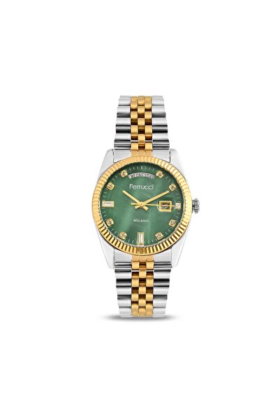Ferrucci Rolex Kasa Takvimli İçi Yeşil Kadın Kol Saati