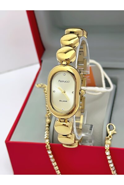 Ferrucci FERRUCCİ MİLANO ÇELİK KORDON KADIN KOL SAATİ+BİLEKLİK HEDİYELİ