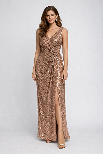 Saygın Kruvaze Kesim Payetli Abiye