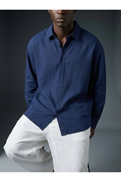 KHAYN ERKEK OVERSİZE RAHAT KESİM %100 PAMUK KETEN DOKULU GÖMLEK K3005KG