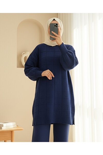 HİJABAYA Τονίκ με τετράγωνο σχέδιο άνοιγμα Yumoş Triko