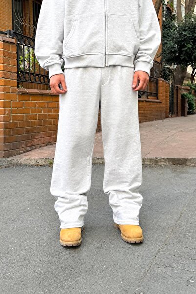 Flaw Wear Diagonal Premium Fabric Waist Elasticated Sweatpants Snow Melange