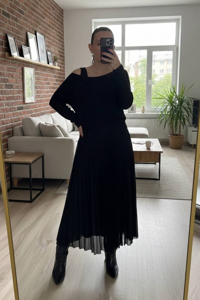 lady special Pliseli İkili Elbise