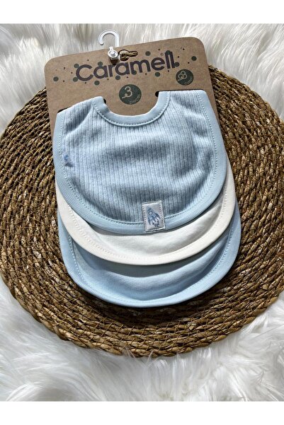 mayakids Caramel Brand Triple Organic Cotton Blue Cream Baby Boy Food Bib