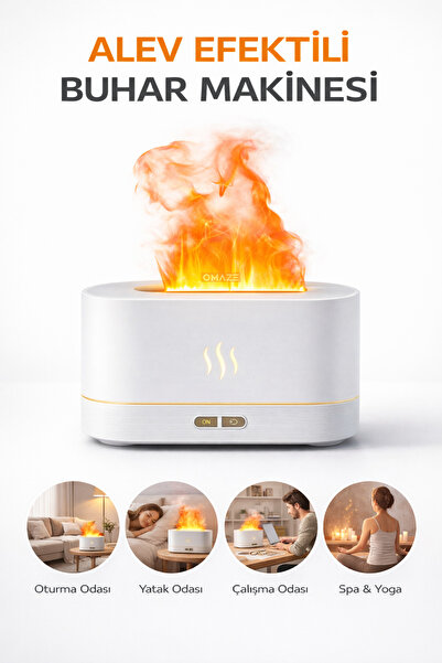 KETENOFFİCİAL Alev Efektli Hava Nemlendirici Aroma Difüzörü | Ultrasonik Buha...