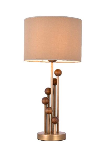 Avonni ML-9140-1E Eskitme Kaplama Masa Lambası E27 Ahşap Kumaş 35 cm