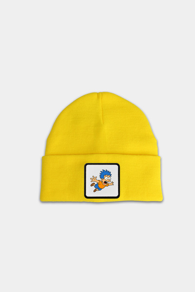 BlackBörk Yellow Children's Beret with Cartoon Logo