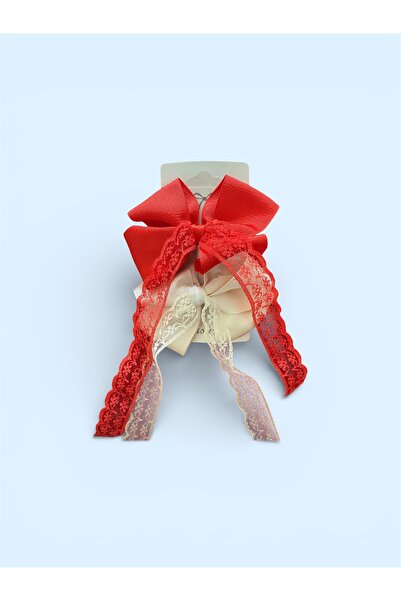 Blotch 2-Piece Lace Guipure Double Bow Red and White Color Buckle with Automa...