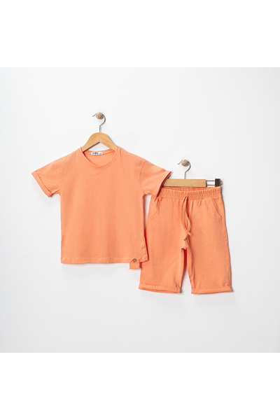 MK Mukko Kids Fete Băieți Copii Design cu nasturi din lemn basic Vară Portoca...