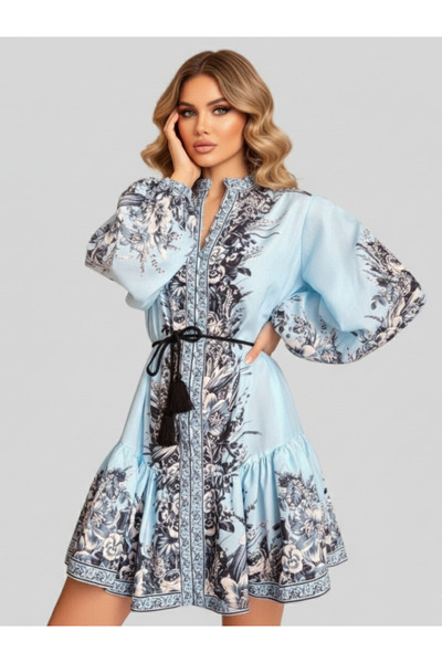 MQ Women's short floral dress with long sleeves