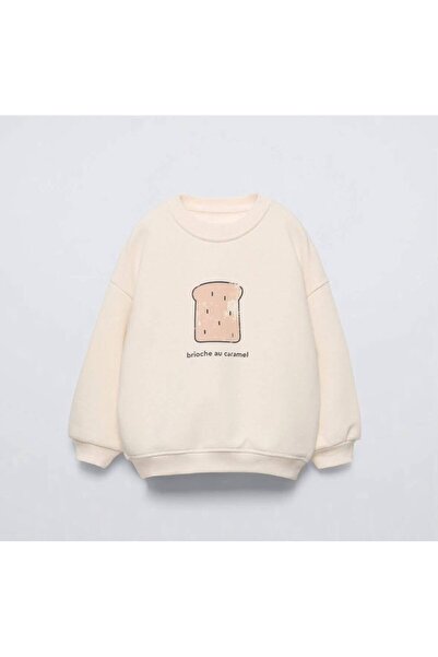 WOWMOMKIDS سترة للفتيات من Ecru Brioche au Caramel مطبوع سترة مريحة بقصة قصة ...