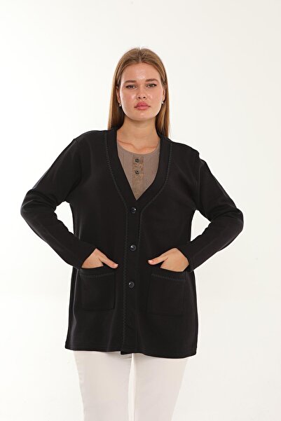 Lanze Steel Knitted Knitwear Buttoned Mother's Jacket 2405