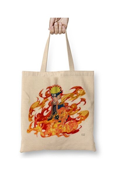 Toyaso Geantă de pânză albă Naruto Geantă de cumpărături cu mâner lung Geantă...