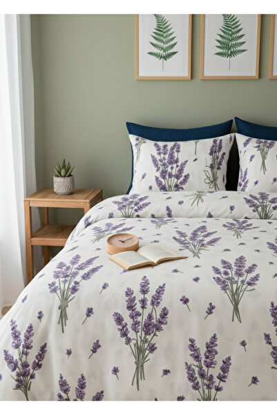mihriban Single Lavender Pattern Duvet Cover Set (Without Sheets)