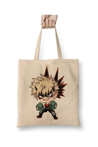 Toyaso حقيبة تسوق من القماش الأبيض من Bakugou Bakugo My Hero Academia بمقبض ط...