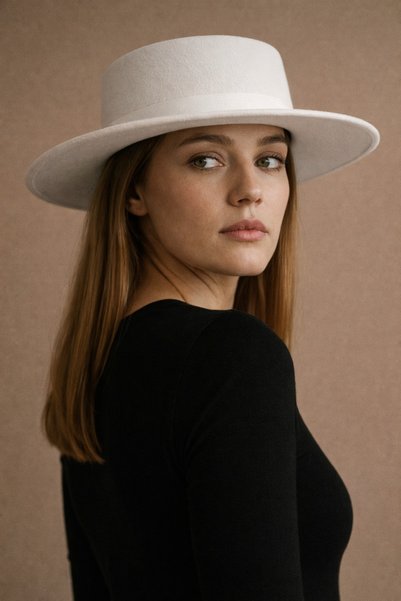 HatClub Exclusive Gondol Stylish Design Fedora Women's White Hat