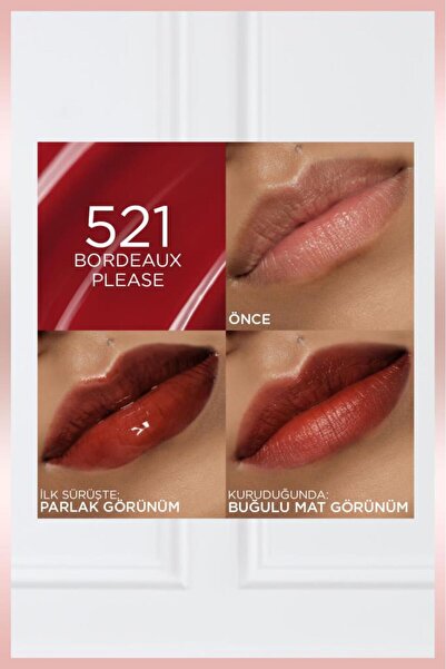 L'Oreal Paris Hyaluron Lip Tint Dudak Parlatıcı - 521 Bordeaux Please