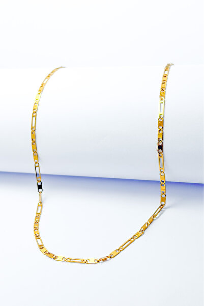DEARWİSH Gold Color Flat Model 316L 60 cm Stainless Steel Chain