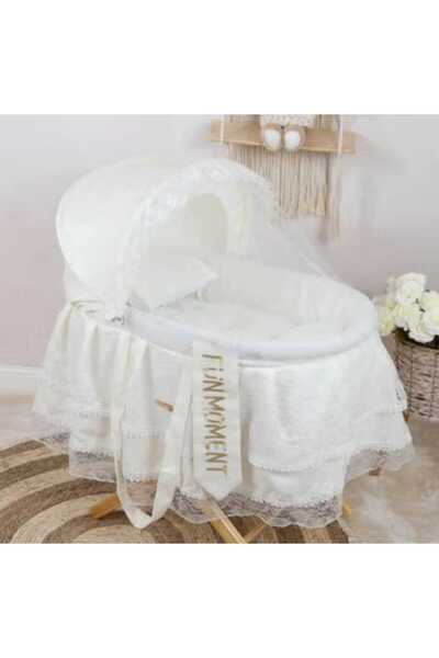 Generic Portable Moses basket crib for babies with sturdy stand, white