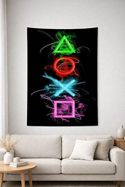 HalıOnline Gamer Konsol Desenli Duvar Örtüsü Duvar Halısı