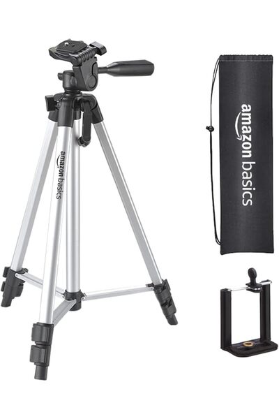 Amazon basics حامل ثلاثي القوائم من الألومنيوم بطول 1.27 متر مزود برأس ثلاثي ...