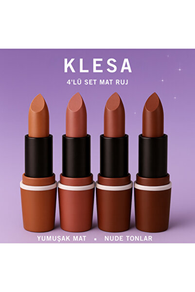 KLESA 4’lü Set Mat Ruj A– Nude Tonlar | Yumuşak Mat Bitiş | EML222 EML226 EML...