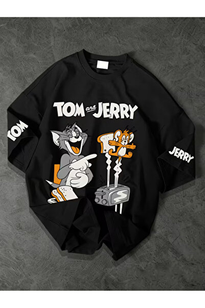 COMANCHERO Unisex Tom and Jerry Sırt Baskılı Oversize T-shirt