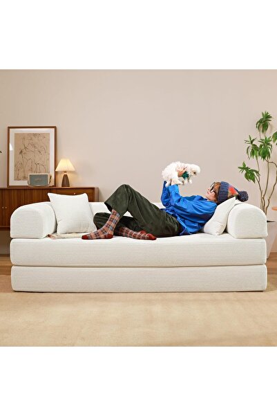 puffiber Yataklı Çekyat,Katlanabilir Yataklı Kanepe,Oturma Odası,L şeklinde K...
