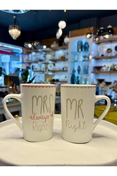 ÇIRPAN EV MR&MRS RIGHT 2'Lİ SEVGİLİLER GÜNÜ HEDİYESİ KUPA SETİ 350ML
