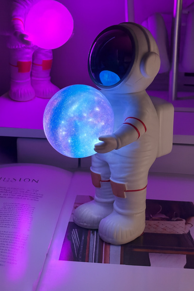 TECHNOMEN Astronot Ay Lambası Dekoratif Gece Lambası Uzay Temalı LED Işık Pro...