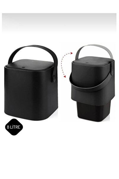 BATBAT 8 Lt Click Kapaklı Tutma Saplı İç Kovalı Tezgah Üst Banyo Mutfak Çöp K...