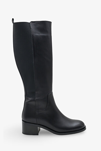 İNNABUTİKK Γυναικείες μπότες με τακούνι από γνήσιο δέρμα Rodica - Μαύρο